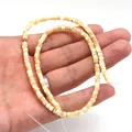 Macro detail of natural cylindrical seashell beads with a pearly luster for jewelry - Cylindrical Tube Beads / 3x4mm / Natural