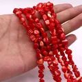Primer plano de cuentas de concha rojas pulidas para joyería DIY sostenidas a mano - N.º 1 (Rojo)