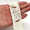 Natürliche weiße Muschelperlen in Tonnenform für DIY-Schmuckherstellung Zubehör - 6x6mm / Weiß