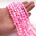 Cuentas de concha rosa irregulares con brillo irisado para creación de joyería DIY - N.º 9 (Rosa)