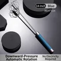 14 inch semi-automatic stainless steel whisk with blue handle for kitchen baking - 14 Inch Blue Anti-slip Handle (36cmx7cm) / Blue
