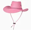 Cappello da cowboy rosa con cordoncino intrecciato e coulisse regolabile da donna - Rosa