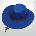 Cappello da cowboy blu con corda intrecciata e cinturino sottogola regolabile - Blu Reale