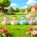 Glücksbärchi Kristallkugel Set mit leuchtenden Figuren auf süßen Wolkensockeln - Nr. 82 Regenbogenbaby / 65# Licht + Schnee (Zufällig)