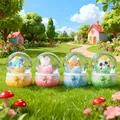 Set of four cute sleeping animal crystal balls with blue elephant, rabbit, bear, and panda - 2551 Small Sleep Pack