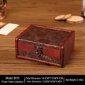 Vintage European style wooden jewelry storage box with floral fabric pattern and latch - 6010a - Floral Pattern
