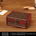 Vintage red wooden jewelry storage box copper coin pattern SKU 6010 with antique clasp - 6010d - Copper Coin Design
