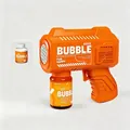 Square orange astronaut bubble gun toy with refill solution for kids outdoor fun - Square Orange 6-Hole (Battery Not Included/With Solution)