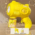 Electric duck bubble gun in bright yellow with bubble solution for kids outdoor fun - Round Yellow 6-Hole (Battery Not Included/With Solution)
