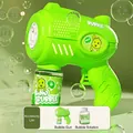 Bright green electric dinosaur bubble gun set with concentrated bubble solution for kids - Round Green 6-Hole (Battery Not Included/With Solution)