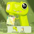 Electric green dinosaur bubble gun toy set for kids including one bubble water bottle - Cute Dinosaur Green (Battery Not Included/With Solution)