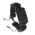 Adjustable black leather braided men's bracelet with engraved wolf head metal plate - Black Leather Braided Wolf Head Style