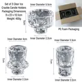 Set of 3 transparent ice pattern glass candle holders with dimensions - Three-piece Ice-patterned Candlestick