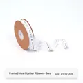 1.5cm white satin ribbon with grey Mr & Mrs print and hearts for wedding gift wrapping - Webbing / Printed Heart And Letters Grey