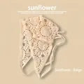 Bandeau au crochet fait main avec motif tournesol beige et détails tricotés fins - Taille unique / Tournesol - Blanc cassé