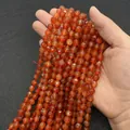 Faceted carnelian agate beads in vibrant orange-red for DIY jewelry making - Red Agate No.2 / 6mm