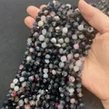 Faceted natural agate beads in mixed pink blue and grey for DIY jewelry making - Rose Striped Agate / 6mm