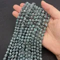 Polished blue gray k2 jasper faceted round natural stone beads for jewelry making - Green Spotted Stone / 6mm