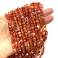 Gefacetteerde rode agaat kralen met natuurlijke oranje-witte strepen voor sieraden - 6mm / Rood gestreepte agaat