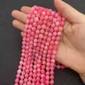 Pink faceted natural agate stone loose beads for DIY jewelry making accessories - Red Stripes / 6mm