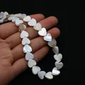 Fil de perles de nacre naturelle en forme de cœur irisé pour la création de bijoux DIY - Forme de Cœur Trou Vertical