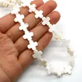 Natürliche weiße Kreuzperlen aus Perlmutt für DIY-Schmuckherstellung und Ketten - Kreuz