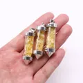 Set van drie zilveren glazen hangerflesjes met gele steentjes en Love-hartgravure - 15x50mm / Citrien