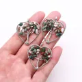 Three handmade heart-shaped Tree of Life pendants with silver wire and natural stones - India Agate
