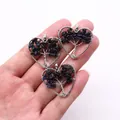 Three handmade heart tree of life pendants with silver wire and blue sandstone stones - Blue Sandstone