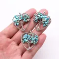 Heart-shaped Tree of Life pendant featuring turquoise-style chips and silver wire wrap - Blue Turquoise