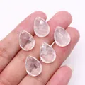 Faceted teardrop natural stone pendants for DIY necklace making held in hand - 13x18mm / White Crystal