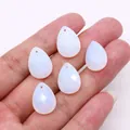 Faceted teardrop opalite stone pendants for DIY necklaces shown in hand for scale - 13x18mm / Opal