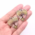 Colgante de corazón hecho a mano Árbol de la Vida con piedras amarillas y cobre - Estilo 12