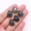 Faceted teardrop labradorite stones with blue sheen for DIY jewelry making - 13x18mm / Black Spectrolite
