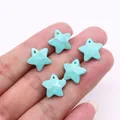 Star-shaped turquoise stone charms with faceted finish and natural vein textures for jewelry - Blue Turquoise