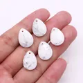 Faceted white turquoise drop pendants with grey marble veins for DIY jewelry - 13x18mm / Howlite