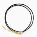 Collar de cordón trenzado negro minimalista con cierre de langosta dorado ajustable - Dorado