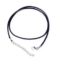 Collar de cordón de cera negro con cierre de langosta plateado para colgantes de bricolaje - Plateado