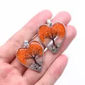 Colgante de corazón árbol de la vida hecho a mano con piedras naturales y marco plateado - Estilo 15