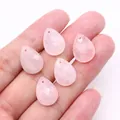 Faceted rose quartz teardrop pendants for DIY necklaces held in hand for size reference - 13x18mm / Rose Quartz