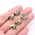 Star-shaped Dalmatian Jasper stone pendants for DIY necklaces shown in hand for size - Dalmatian Jasper