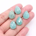 Faceted teardrop Amazonite pendants with natural white stripes for DIY jewelry making - 13x18mm / Amazonite