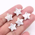 Star-shaped howlite stone pendants with gray veins for DIY jewelry making - Howlite