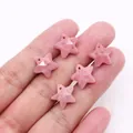 Pink star-shaped natural stone pendants with faceted surface for DIY jewelry making - Red Wood Grain Stone