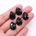 Faceted black teardrop gemstone pendants for DIY jewelry necklaces and earrings - 13x18mm / Black Agate
