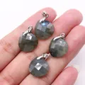 Faceted heart-shaped labradorite pendants with blue flash and silver bails - 16x17mm / Black Spectrolite