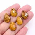 Five faceted tiger eye stone pear-shaped pendants showing natural golden brown chatoyancy - 13x18mm / Tiger's Eye