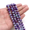 Detailed view of round imperial jasper beads in purple and light blue for DIY jewelry - 4mm Specification / Purple Blue Mottled (Style 4)