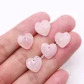Colgante de cuarzo rosa tallado en forma de corazón con agujero para joyería de bricolaje - Cuarzo rosa