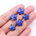 Star-shaped lapis lazuli natural stone pendants with faceted surface and pre-drilled holes - Lapis Lazuli